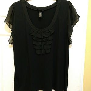 Tuxedo ruffle shirt with sheer detail and sleeves